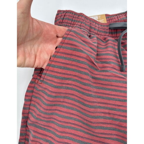 Prana Mens Metric E Waist Board Shorts Rust Stripe Size Medium 8" UPF 50+ New - Picture 4 of 10
